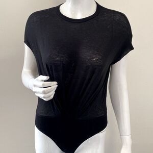 NWOT RtA Brand Black Short Sleeve Bodysuit w Ruching Details Revolve FWRD
